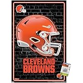 NFL Cleveland Browns - Neon Helmet 24 Wall Poster with Push Pins, 22.37" x 34.00", Poster & Push Pin Bundle