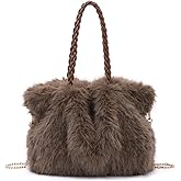 Fecialy Women Furry Handbag Winter Fluffy Tote Bags Fuzzy Crossbody Shoulder Bag Faux Fur Purse