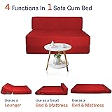 Aart Store 2 Seater Space Saving Furniture Foldable - Sofa Cum Bed - 4x6 Feet with Removable Washable Cover Red Color