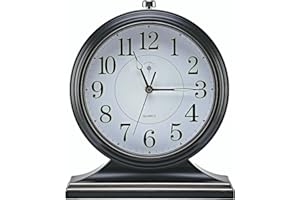 Auafanzy Retro Mantel Décor Desk Clock, 10-inch Vintage Table Clocks for Fireplace, Easy to Read Clocks for Living Room, Bedroom, Office, Desktop Decoration (Black)