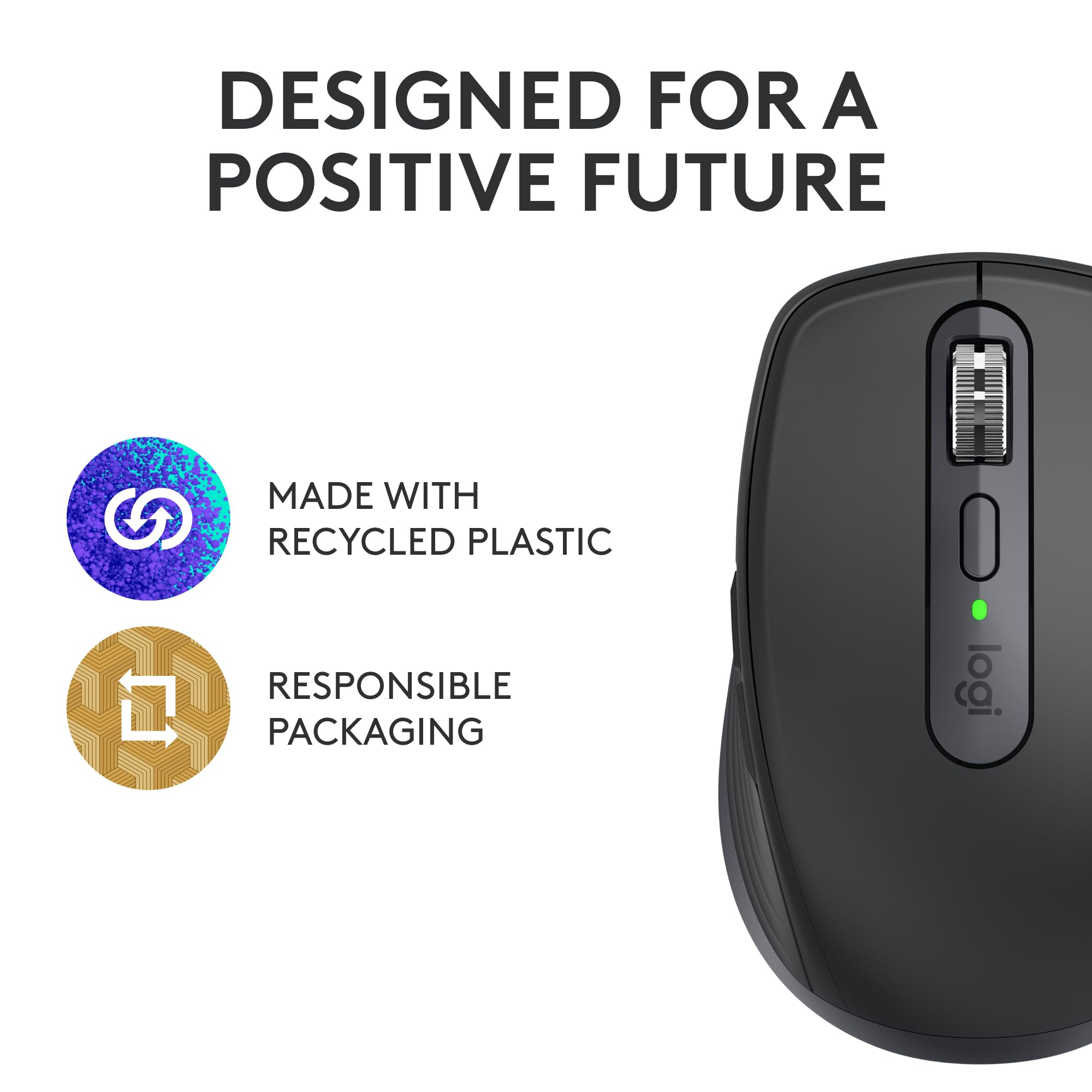 Logitech MX Anywhere 3S Compact Wireless Mouse, Fast Scrolling, 8K DPI Any-Surface Tracking, Quiet Clicks, Programmable Buttons, USB C, Bluetooth, Windows PC, Linux, Chrome, Mac - Graphite