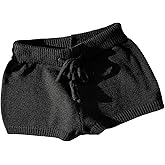 OURMENNA Women's Drawstring Tie Front High Waist Sweater Knitted Shorts Cover Up