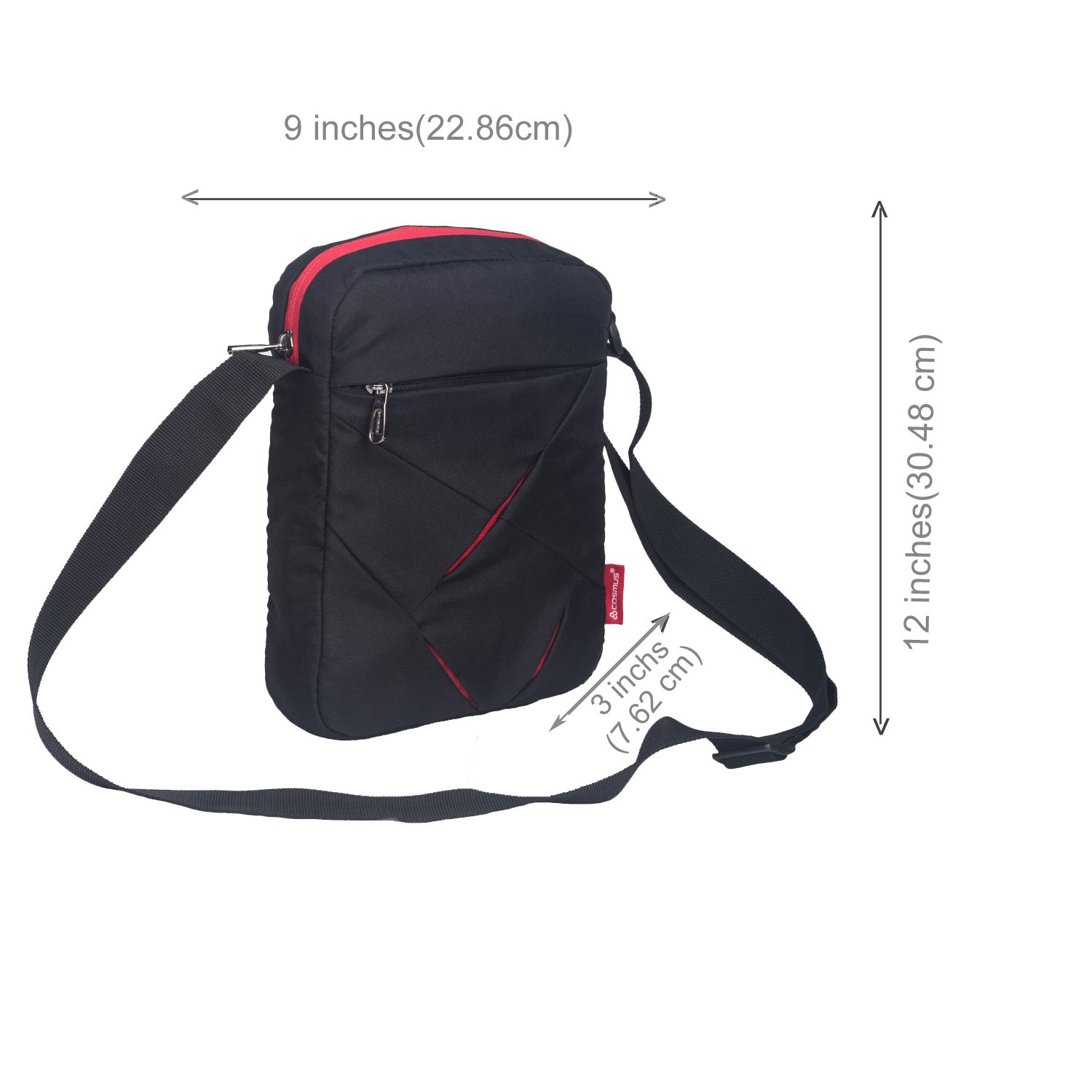 cosmus women's sling & cross-body bag (40051099007,black & red)