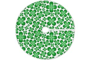 Qilmy St. Patrick's Day Shamrocks Tree Skirt Winter New Year House Decorative Supplies for Holiday Office Gift Tree Base Cover Mat Decorations 35.4inch