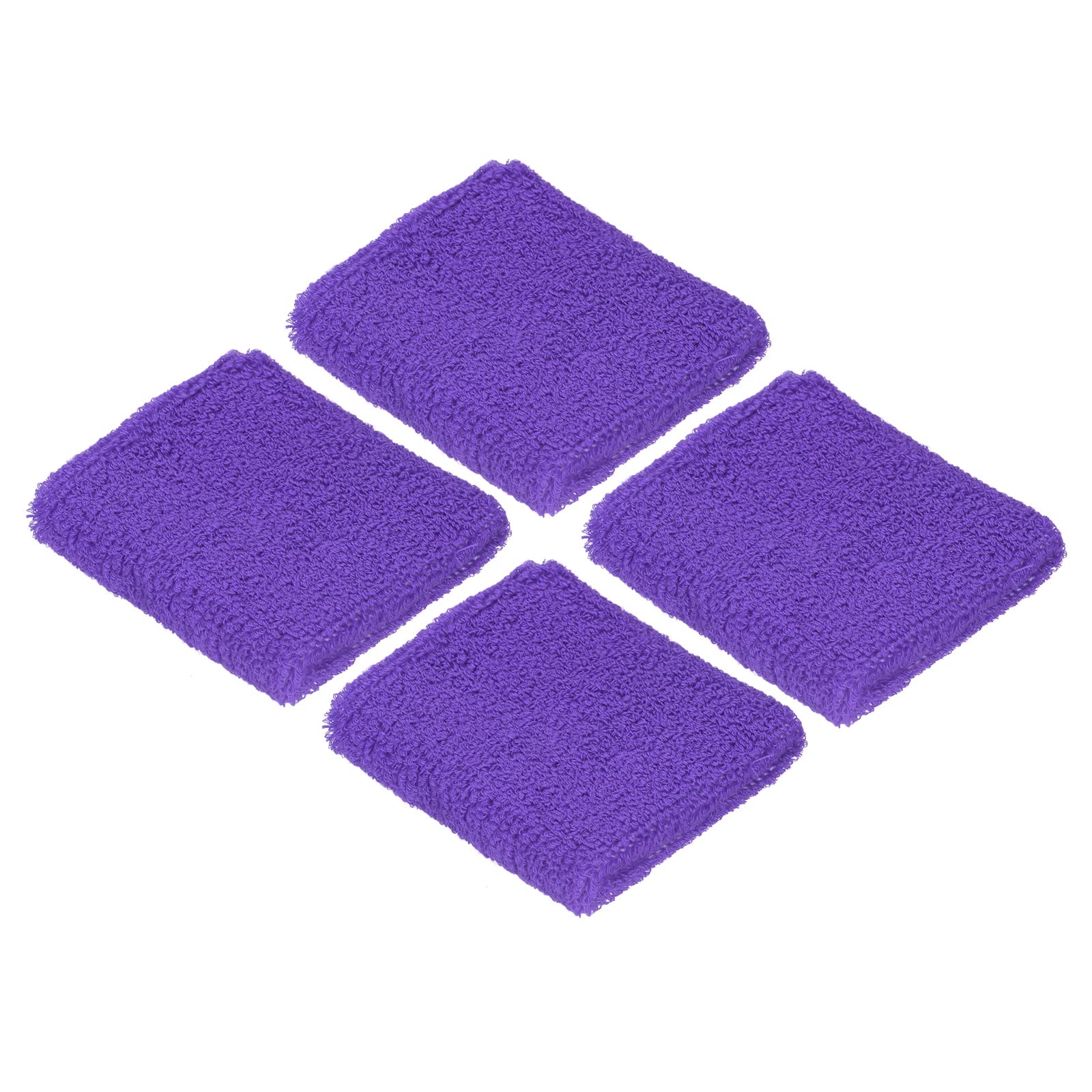PATIKIL Sports Wristbands 8x8cm, 4 Pack Cotton Terry Cloth Absorbent Sweatbands for Tennis Basketball Working Out Athletic Running, Purple