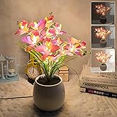 Strackvial Artificial Flower Night Light, USB Plug-in Orchid Flower with Vase Lamp, Infinite Dimming Ambient Light, LED Desktop Decorative Landscape Lights for Festival Party Home Decor (Pink)
