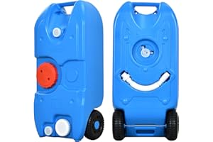 YITAHOME 10.6 Gallon Large Capacity Portable Water Holding Tank with Metal Handle Odorless Tote for Camper with Large Wheels, Filling Port, Hose, Faucet, Handles for Easy Carry & Fast Empty, Blue