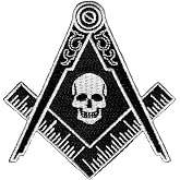 Masonic Black Skull Patch Iron On Embroidered Freemason Mason G Square Compass