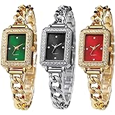 CdyBox 3 Pack Classic Ladies Alloy Chain Watches Elegant Bracelet Wristwatch Women Dress Watches Wholesale