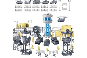 Frontoytall 28 PCS Military Base Toys Set Including Army Vehicles, Tanks, Aircraft, Army Men Action Figures, Watchtower and Military Combat Toys for Kids