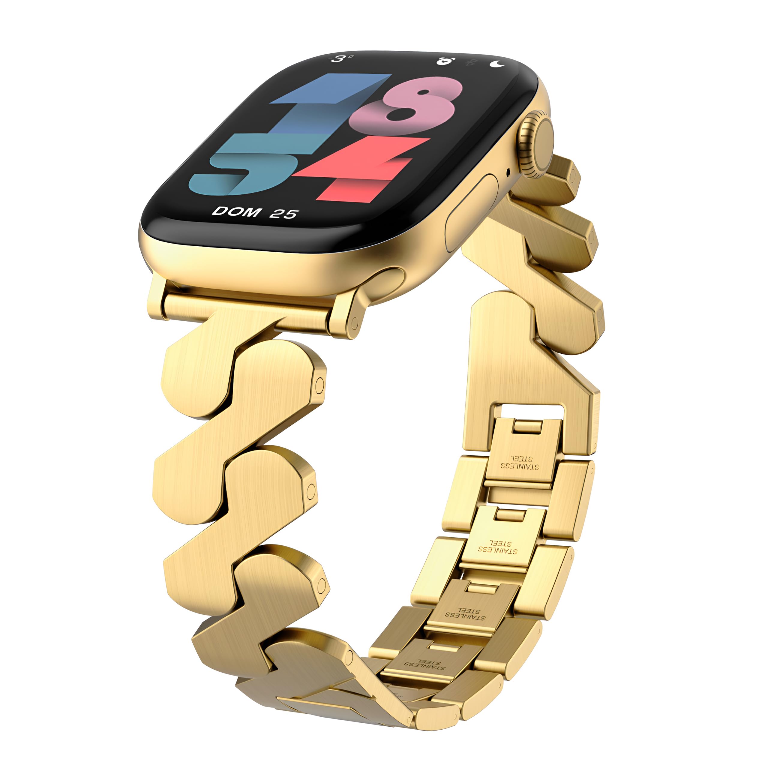 Photo 1 of Metal Bands for Apple Watch for Women & Men 38mm 40mm 41mm 42mm, Compatible with iWatch Series 11/10/9/8/7/6/5/4/3/2/1 & SE 3/2/1, Elegant Stainless Steel Bracelet Strap with Secure Clasp, Gold