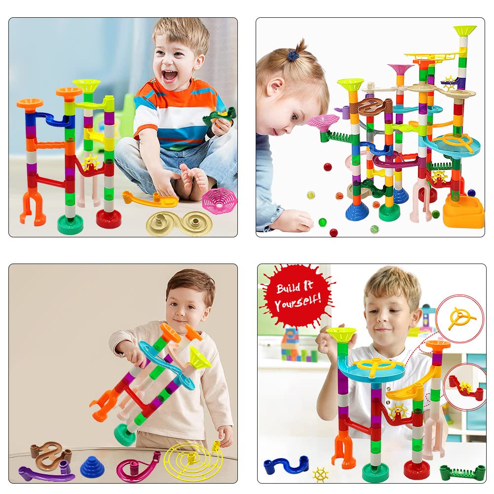 DSHMIXIA Marble Run for Kids Ages 3-4 5-8 150pcs Sturdy Building Toys Kids Games Marbles Run Track Amazing Fun Boys Girls Gifts (Standard)