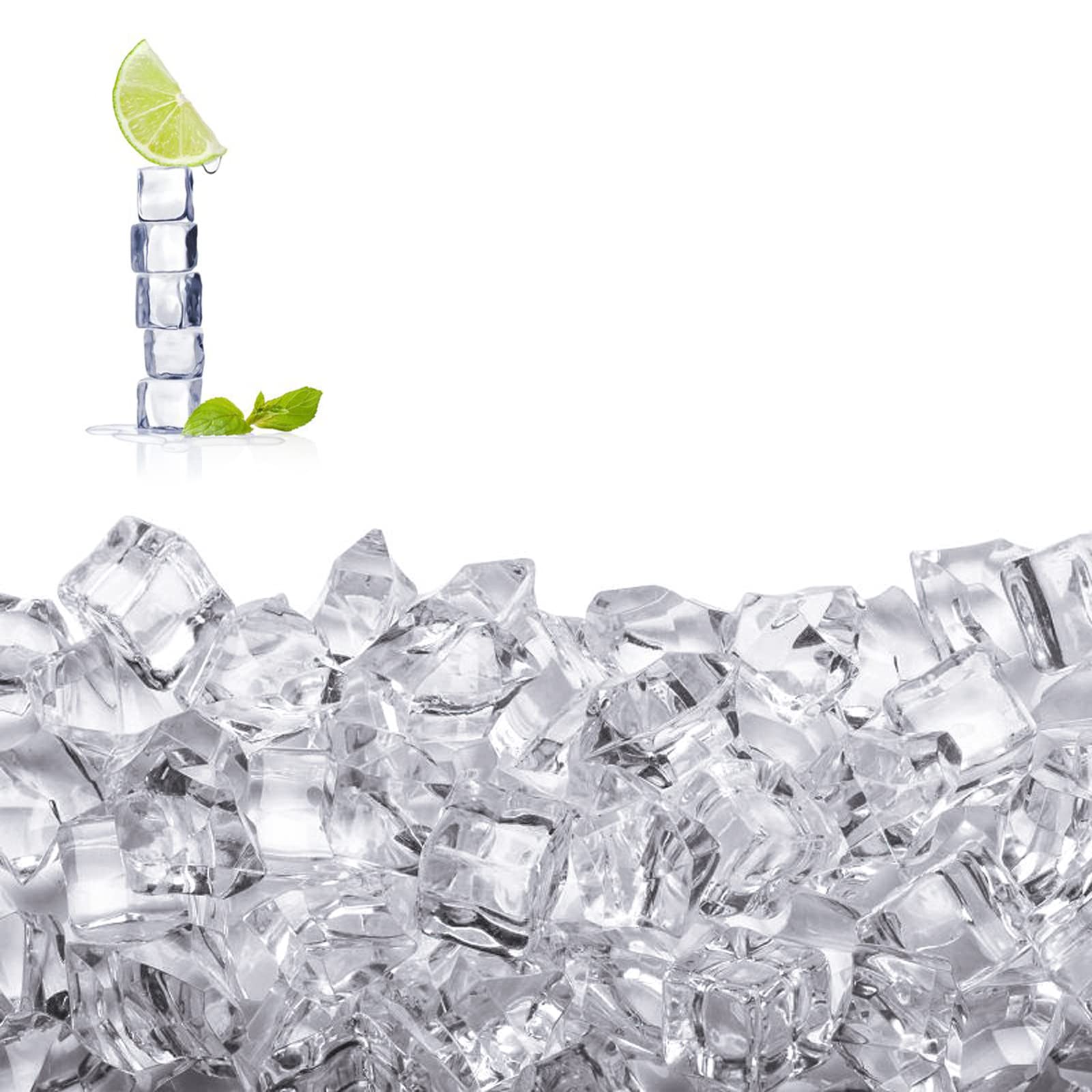 50 Piece 20 * 20MM Fake Ice Cubes Acrylic Plastic Ice Cubes Decorative Ice Cubes Reusable Artificial Clear Plastic Ice Cubes for Decorations Props