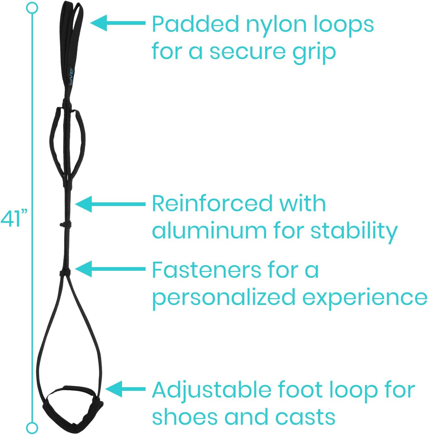 Vive Proflex Strap - Leg Lifter Assist with Nylon Webbing for Recovery, Stretching - Feet Loop with Hand Grips - Lift and Stretch Foot, Calf - Rigid for Elderly, Handicapped, Injury, Car and Bed: Health & Personal Care