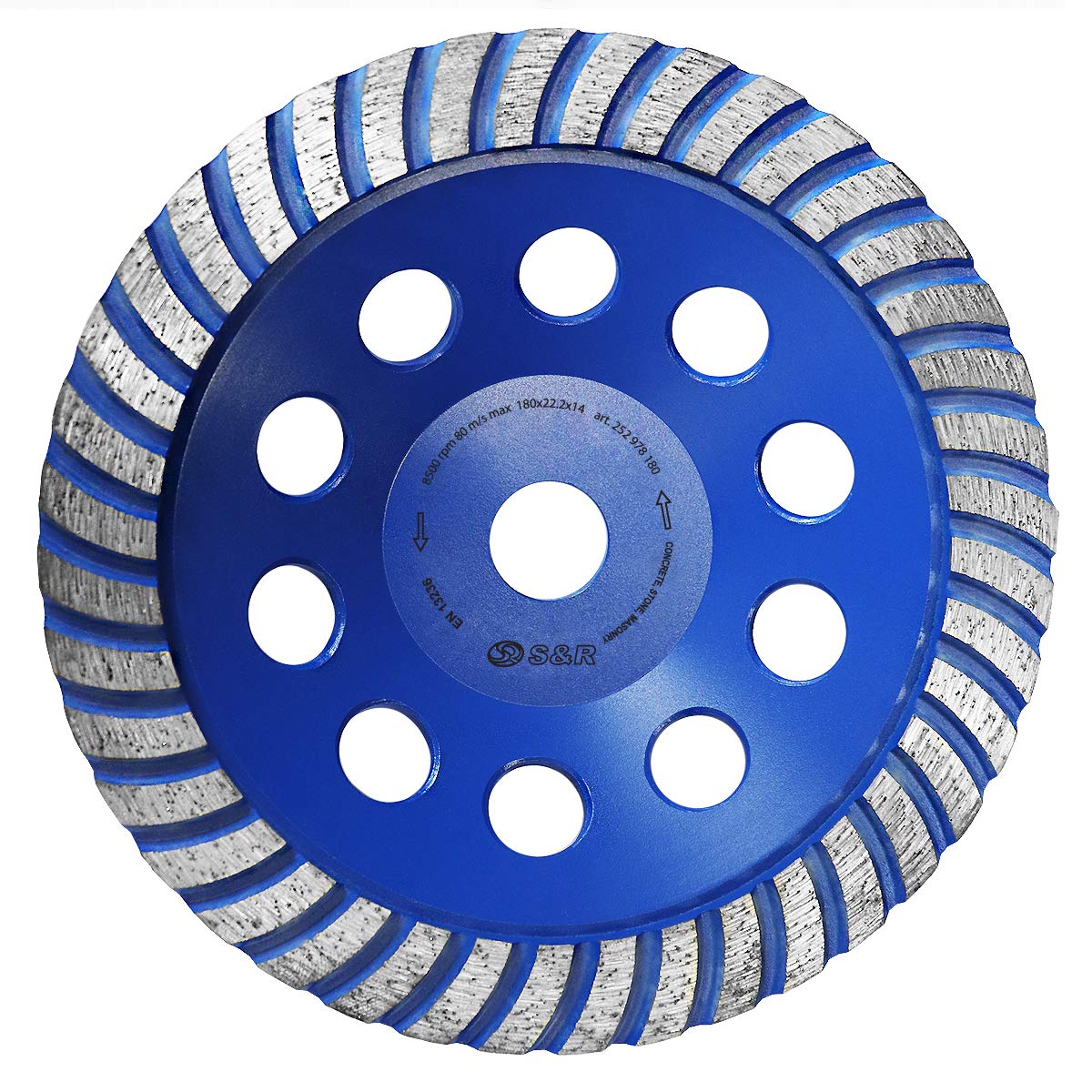 S&R Diamond grinding disc/Diamond grinding cup, UNIVERSAL for concrete, granite, natural stone, artificial stone, screed for angle grinder (Ø = 180 mm)