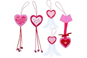 Lepawit Valentine's Day Cat Toys, 5 Pack Catnip Toys with Feather and Bells, Hanging Cats Teaser Toys, Valentines Day Gifts for Indoor Cats & Kitten & Kitty