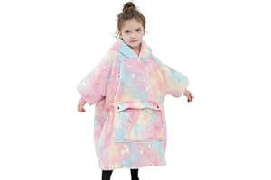 NOUKOW Wearable Blanket Hoodie Oversized Sherpa Blanket Sweatshirt Flannel Sweater Blanket with Large Pocket