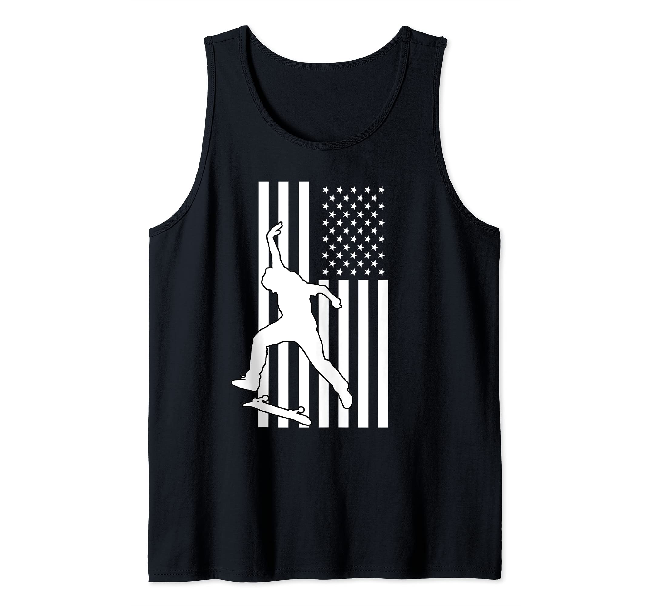 USA Flag Skater American Skateboarder Skate Skateboarding Tank Top