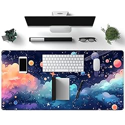 Kawaii Pastel Cosmos Desk Mat Cute Aesthetic Galaxy