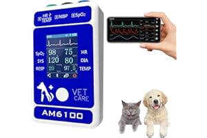 Digital Veterinary Monitor for Dog Cat Pets, 6 Parameters Animal Mnitoring Equipment, Vet Spo2 Pulse Pressure Monitor for Hom