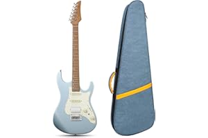 MUZNOTE Electric Guitar Bag, Electric Guitar Case Padded Electric Guitar Gig Bag 13mm Padding Soft Guitar Case with Neck Strap, Back Hanger Loop, Blue