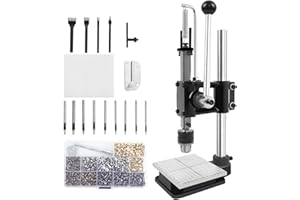 HIGHTALL Leather Press Machine,Hole Puncher for DIY Leather Craft,Manual Press Punch Tools,with 9 Round Punches (1.5-6mm), 4 Stitching Prongs, 480 Rivets | Stainless Steel Pillar | Punch Puller