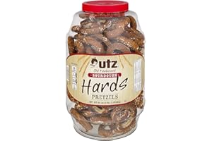 UTZ Old Fashioned Broken Sourdough Hards Pretzels – 64 oz Barrel – Big and Thick Classic Pretzel Knot Twist, Crunchy Sourdough Pretzel with Zero Cholesterol, 4 Pound (Pack of 1)