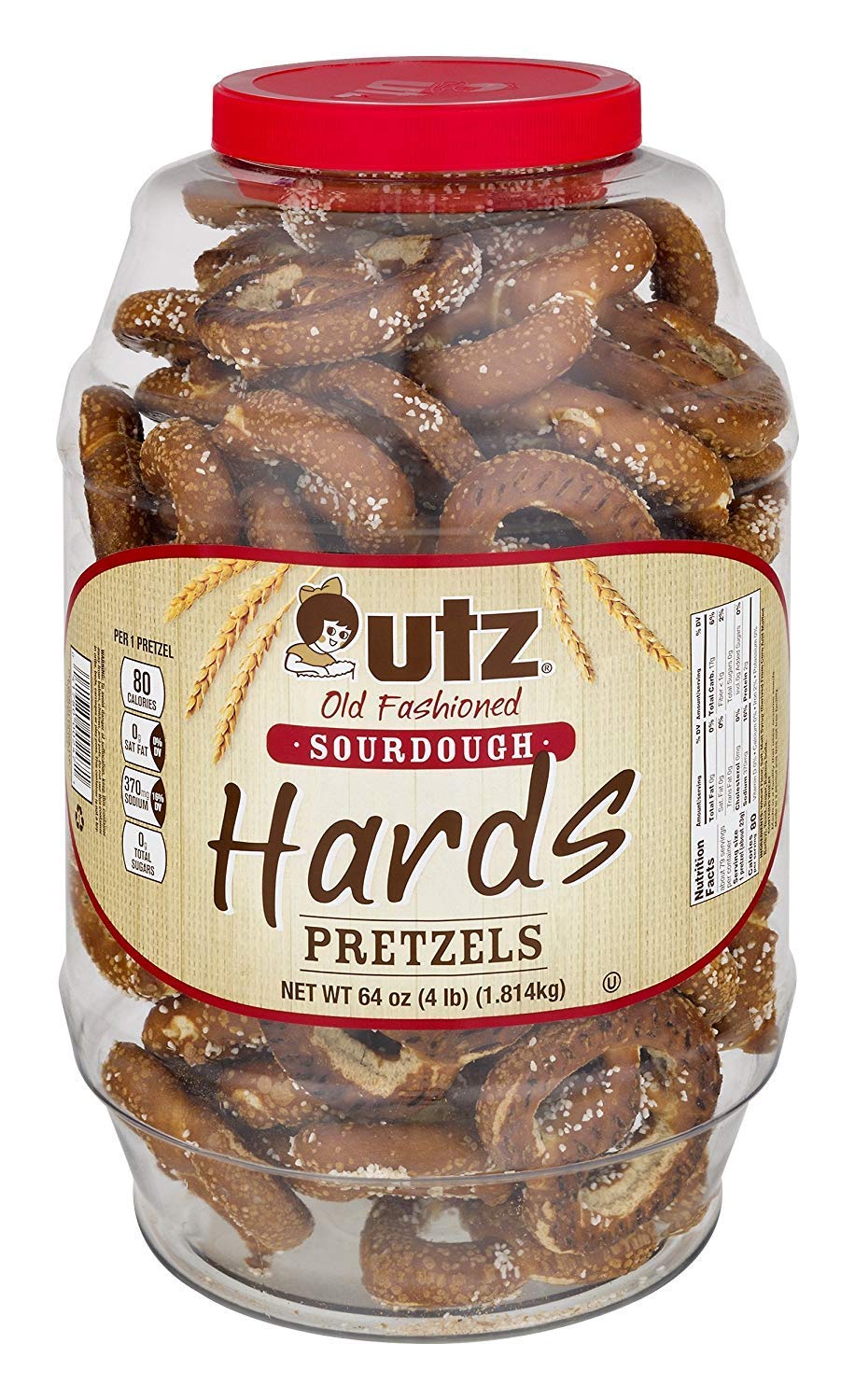 UTZ Old Fashioned Sourdough Hards Pretzels 64 oz Barrel