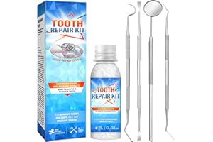 QQCHERRY Tooth Repair Kit, Temporary Teeth Replacement Kit, Fixing The Broken and Missing Tooth Replacements,with Mouth Mirror/Tartar Scraper/Dental Probe,Regain Confidence Smile