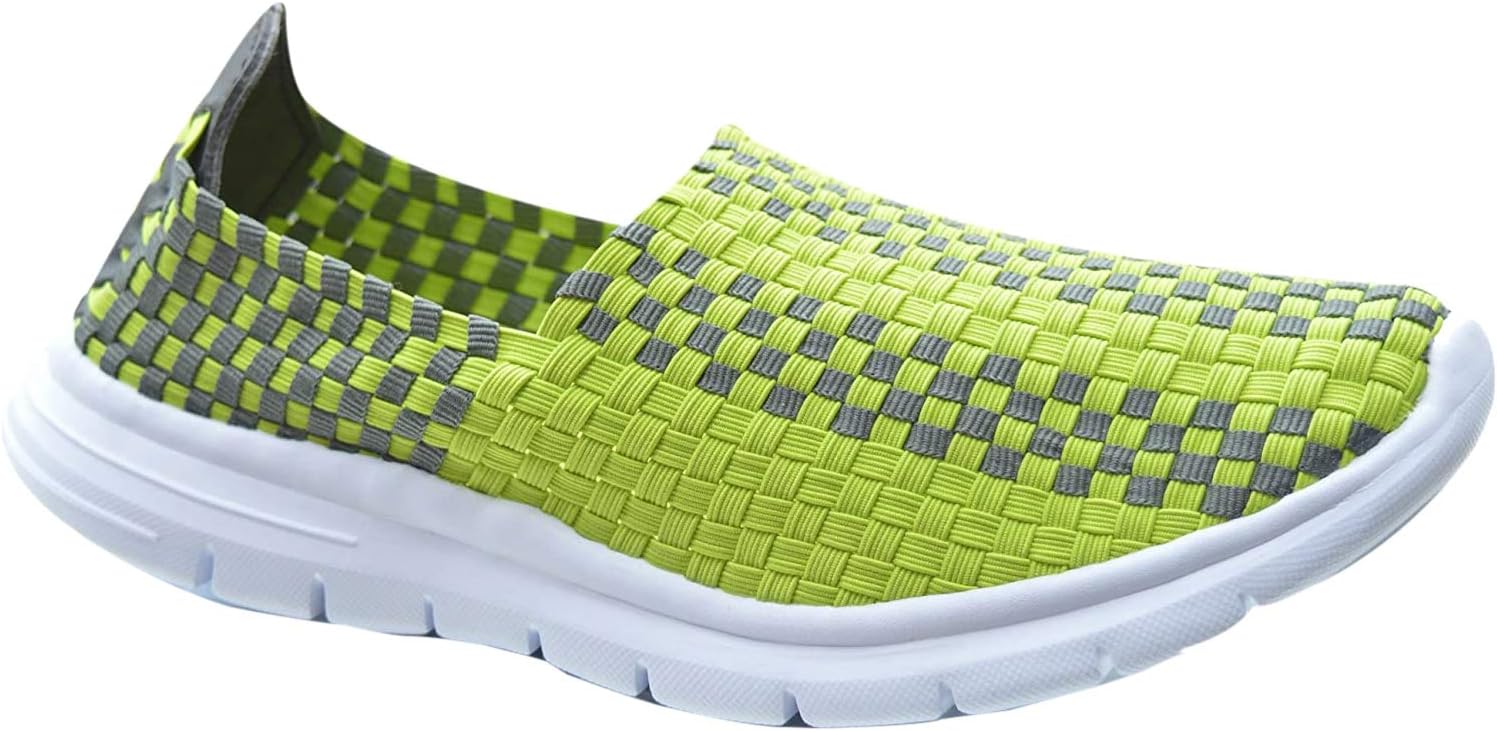 Womens Sports Elasticated Woven Trainers Casual Pumps Low Top Slip On Shoes