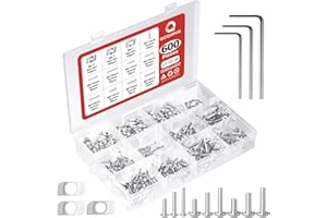 QCQIANG 600pcs M3 M4 M5 Thread Sliding T-Nuts Assortment Kit, Hammer Nut with Hex Button Head Screws for Profile Groove
