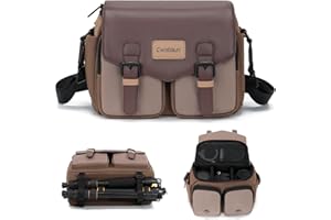 Cwatcun Camera Shoulder Bag Compact Camera Case, Waterproof Camera Messenger Bag with Tripod Holder, Travel Photography Bag f