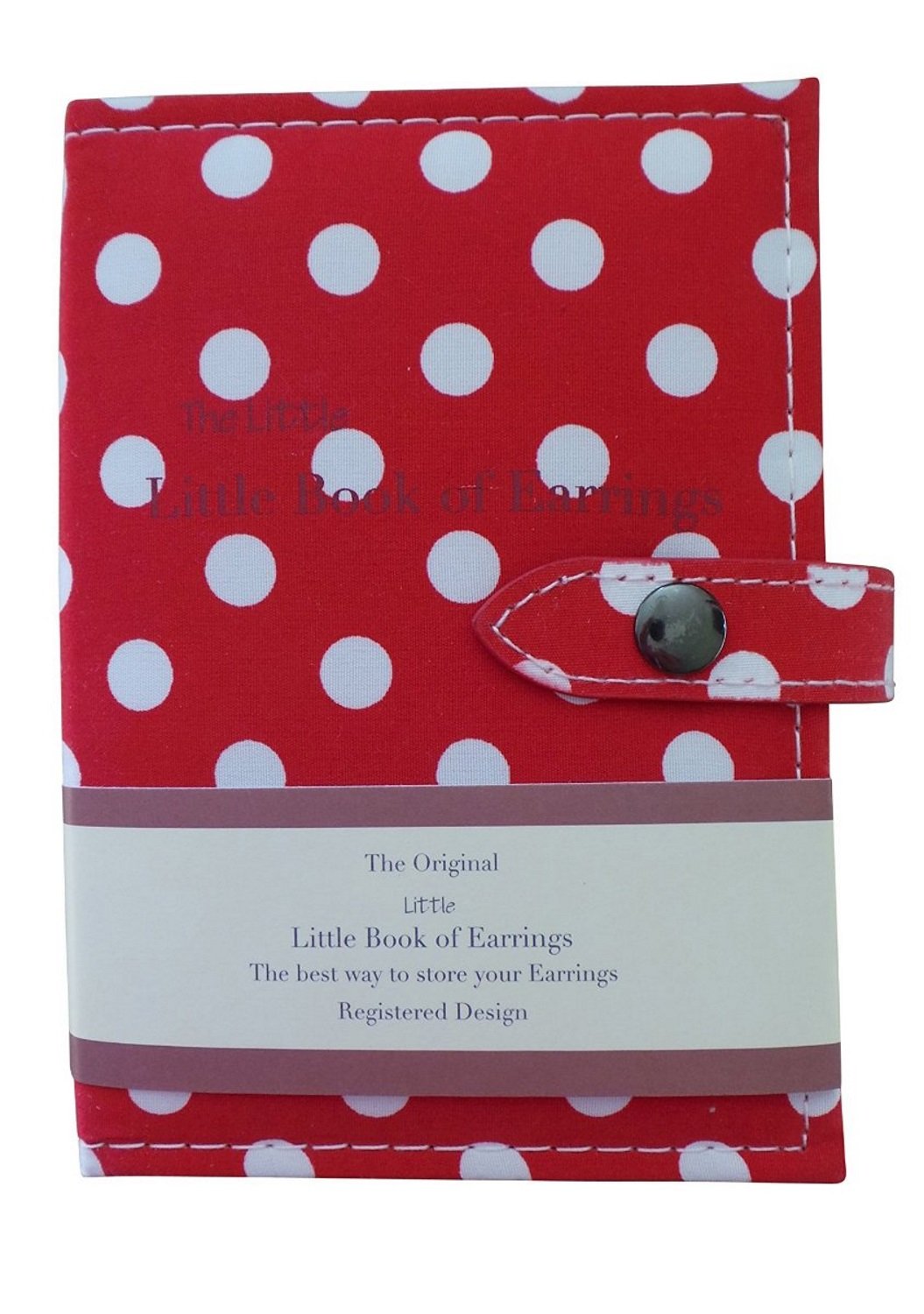 Jewellery Box for Earrings - Little Little Book of Earrings - Holds 12 Pairs of Earrings on 2 Sides - Red Dots