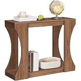 HOOBRO Entryway Table, Console Table with Storage | Behind Couch Table, Wooden Sofa Table with Reversible Curved Side Panels, for Living Room, Entryway, Foyer, Walnut
