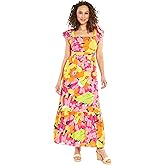 London Times Square Neck Maxi Ruffle Detail | Comfortable Summer Dresses for Women