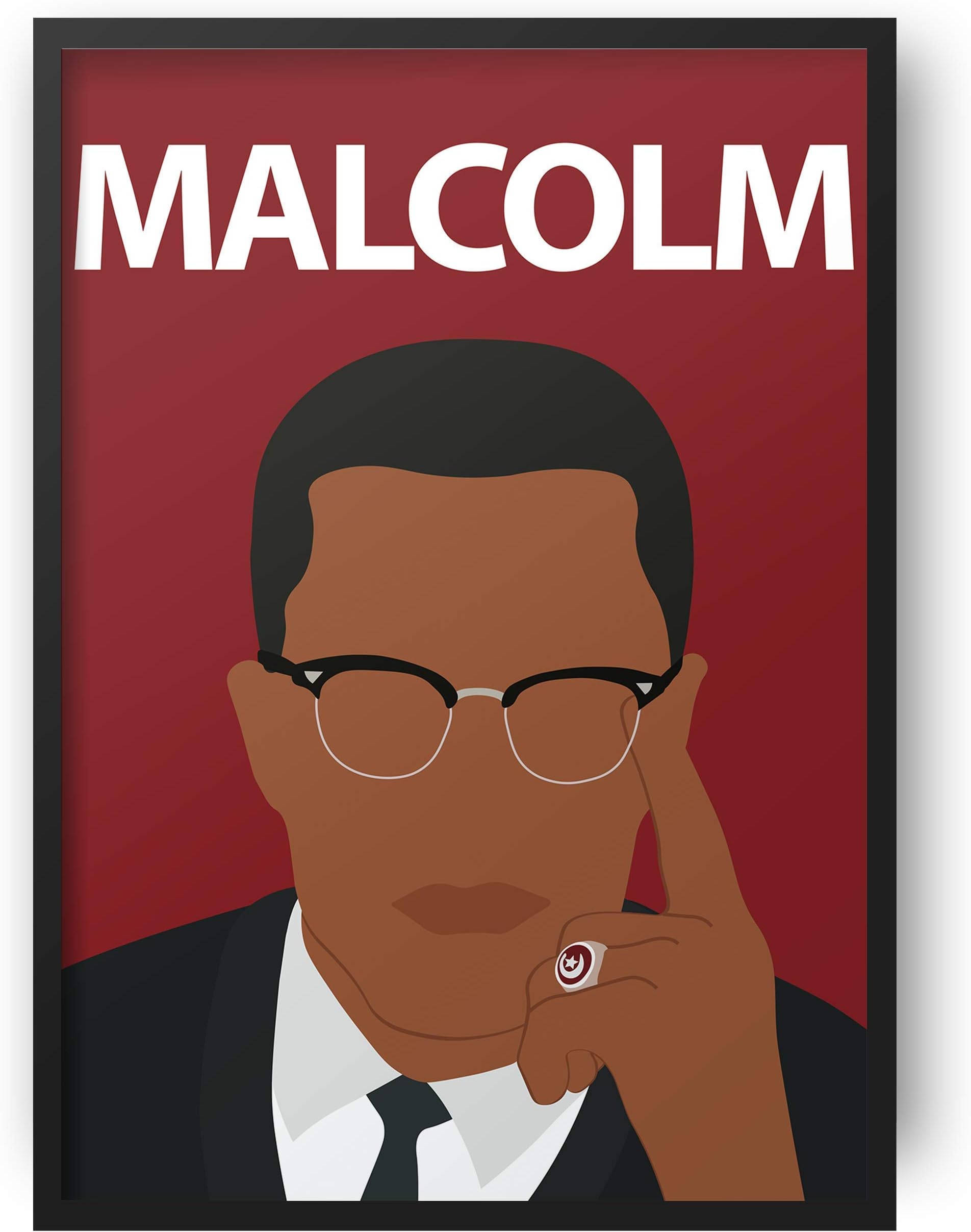 Malcolm X Poster Print // Civil Rights - Black Lives Matter - Art - Wall Art - Minimalist - Freedom - Portrait - Retro - Gift - Protest - Dorm Decor