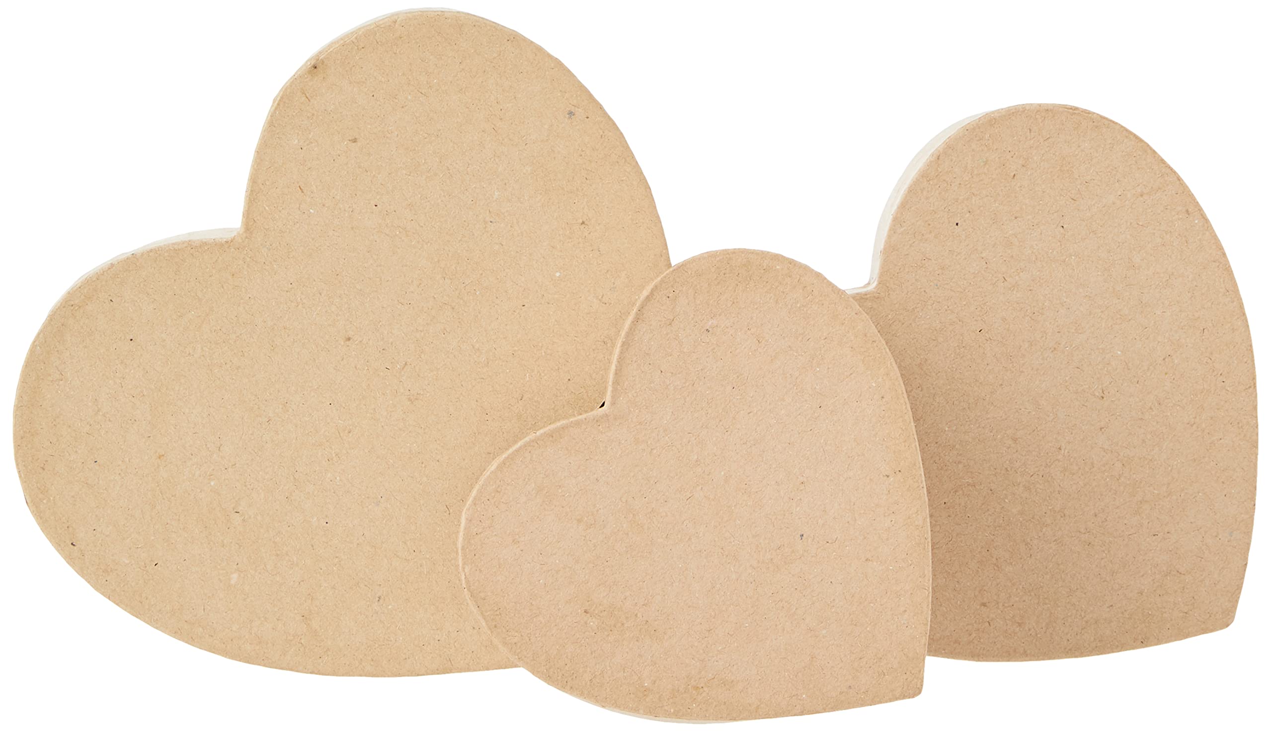 Creativ 263760 10+12 5+15 cm 3 Assorted Papier Mache Heart Boxes, Brown