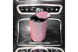 POMELO LITCHI PITAYA Car Cigarette Ashtray Auto Mini Car Ashtray Portable with lid smell proof Crystal Diamond Car Ashtray for Women Mini Car Trash Can Ideal for Car——size:10cm*6cm(Pink)