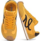 LUCKY STEP Women's Retro Tennis Fashion Sneakers Classic Casual Thin Sole Cute Comfortable Genuine Leather Trainer Ligheweight Trendy Walking Shoes