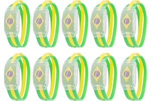National Flag Glow Bracelet, National Flag Wristband, 10PCS Adjustable Cheering Bracelets Sport Events Supplies with Luminous