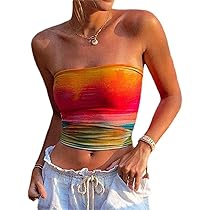 トップス thenewyouthpark* Y2K tops Women Y2k Tube Top Strapless Going Out Tops Cute Aesthetic