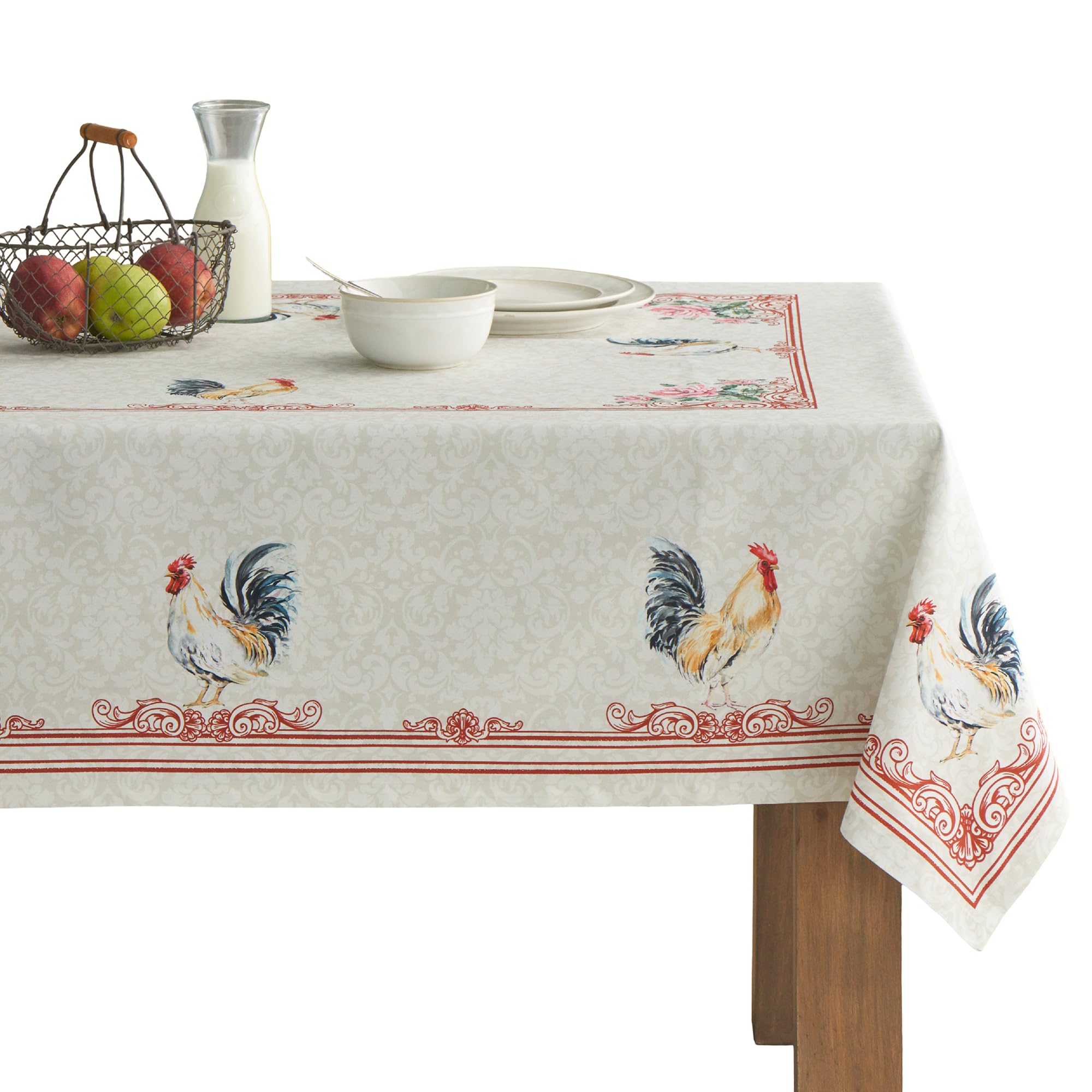 Maison d' Hermine Table Cloth Rectangle Table 100% Cotton 70 x 90 Inches Tablecloth Reusable Decorative for Dining Kitchen Room Farmhouse Home Easter Decorations Spring Summer - Campagne Image