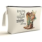 ARPTCN Western Cowboy Boots Makeup Bag - Cowboy Boots Themed Lover Gifts for Girls Mom Women, Canvas Makeup Bag, Western Gifts for Women