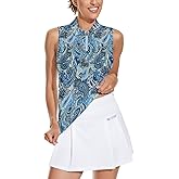 Soneven Women's Sleeveless Golf Top Floral Athletic Golf Wear Moisture Wicking Sleeveless Polo Quick Dry