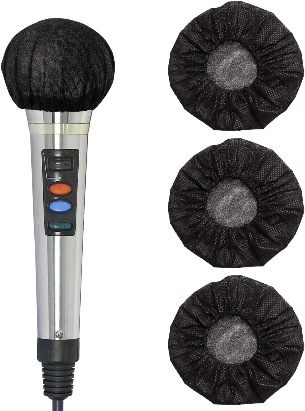 Black ONLYKXY Disposable Sanitary Antimicrobial nonwoven Handheld Microphone Cap case pads