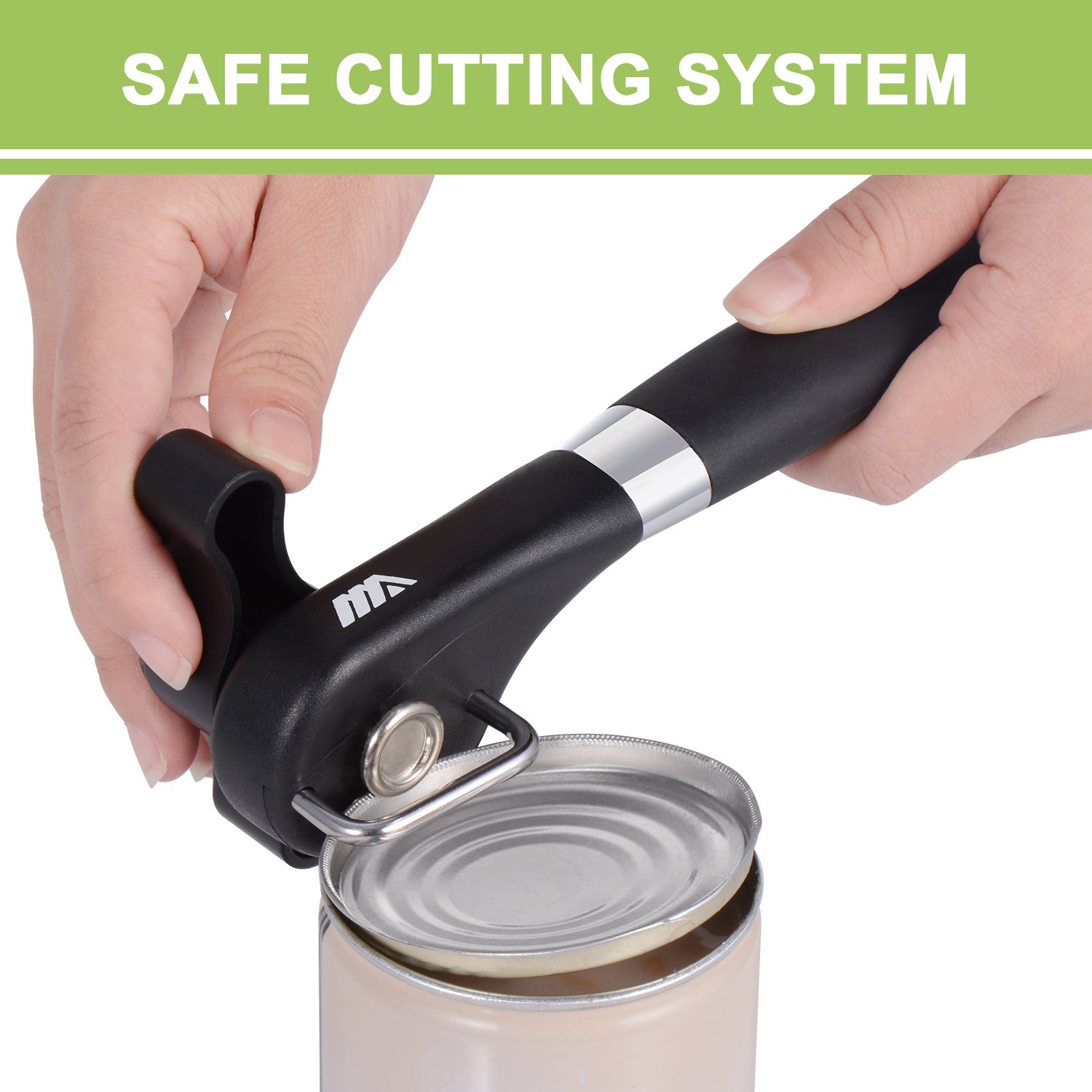 Adoric Life Can Opener - Smooth Edge for Good Cook Can Opener, Safe Stainless Steel with Side Can Opener, Handheld Easy Open, Not Touch Food, and A Free Bottle Opener for You