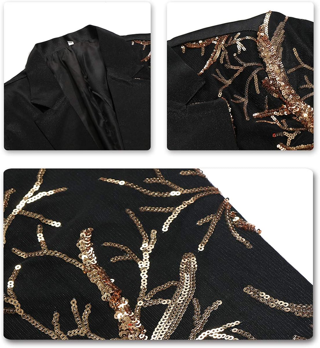 Mens Stylish Dinner Tux Dress Blazer Gold Sequin Slim Fit Suit Jacket Sport Coat at  Men’s Clothing store