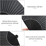 Leikedun 2 Pack Black Silk Folding Hand Fans Chinese Fan for Wedding Performance view 3