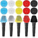 100PCS Microphone Covers Disposable, Non-Woven,Clean and No-Odor Mic Covers for Microphones Disposable Microphone Hygiene Cover for KTV Recording Studio and Stage Performances (5 Colors)