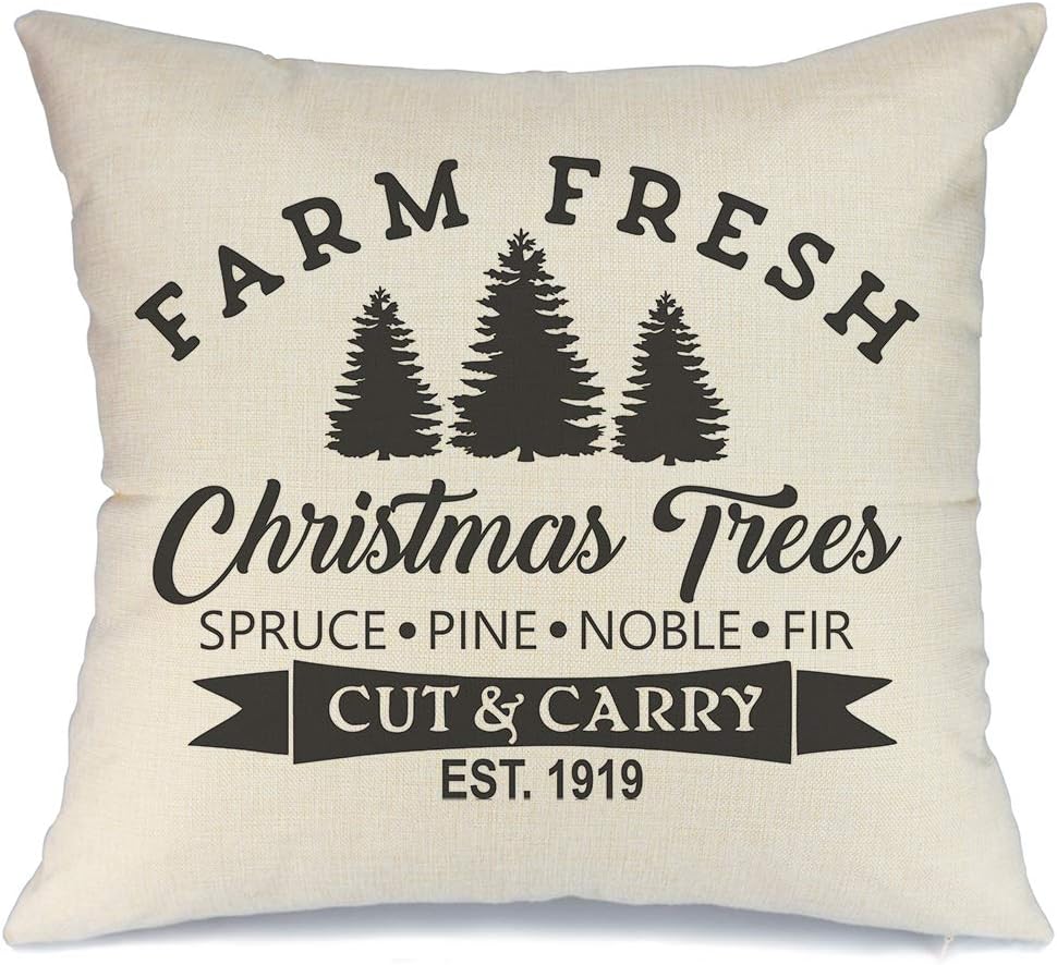Amazon Com Aeney Farmhouse Christmas Pillow Cover 18x18 Inch Farm